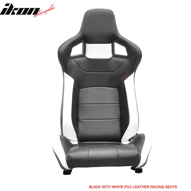 Universal Sport Black White Racing Seats PVC Leather