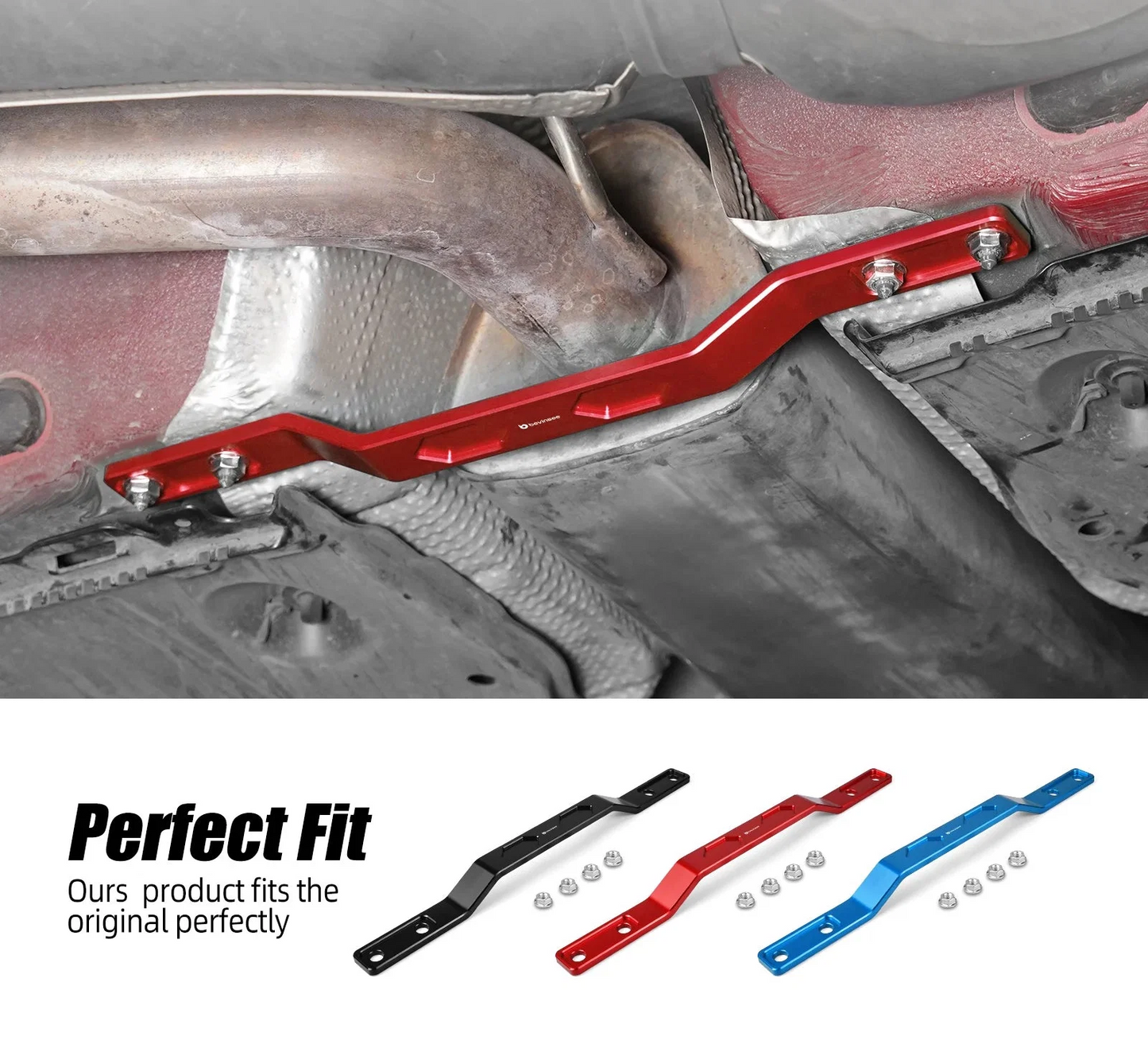 VW MQB Platform 8mm Billet Aluminium Rear Tunnel Brace for Golf MK7 / MK8 / Passat B8 / Jetta / Arteon / T-Roc / Taos & Audi A3 8V / 8Y / Q2 & SEAT Leon / Ateca / Formentor & Skoda Octavia / Superb / Karoq (FWD / AWD / Replaces 5Q0802128)