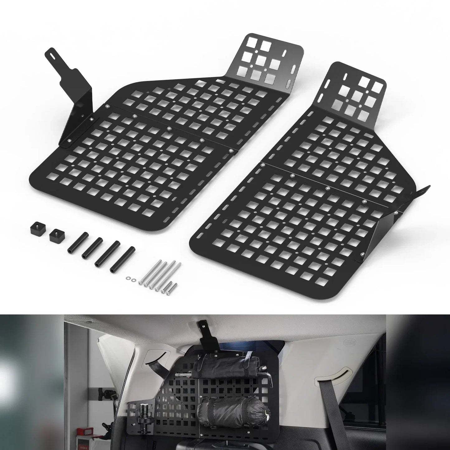 Toyota 4Runner Steel Rear Window C-Pillar Storage Panel Set 2010 - 2024 (Overland / Off-Road Cargo Organization / Replaces 64740-35120-C0)
