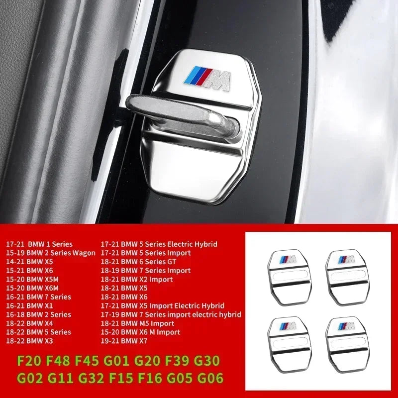 BMW Carbon Fiber Car Door Lock Cover Sticker Set (4-Piece) for E30 / E36 / E39 / E46 / E60 / E70 / E87 / E90 / E91 / F10 / F20 / F30