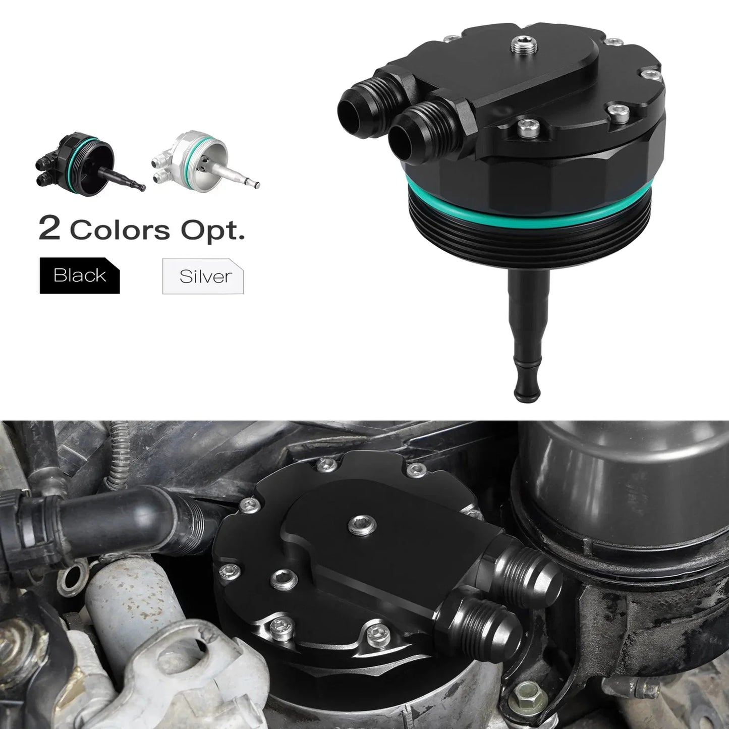 BMW M52 M54 Oil Filter Cap Adapter for External Oil Cooler (AN10 Ports)