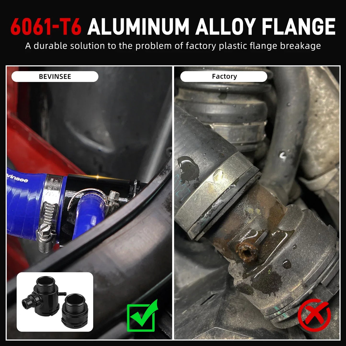 BMW 1 Series E81 E82 E87 E88 / 3 Series E90 E91 E92 E93 / X1 E84 N52 Silicone Upper Radiator Hose Repair Kit 17127531579 2005 - 2013