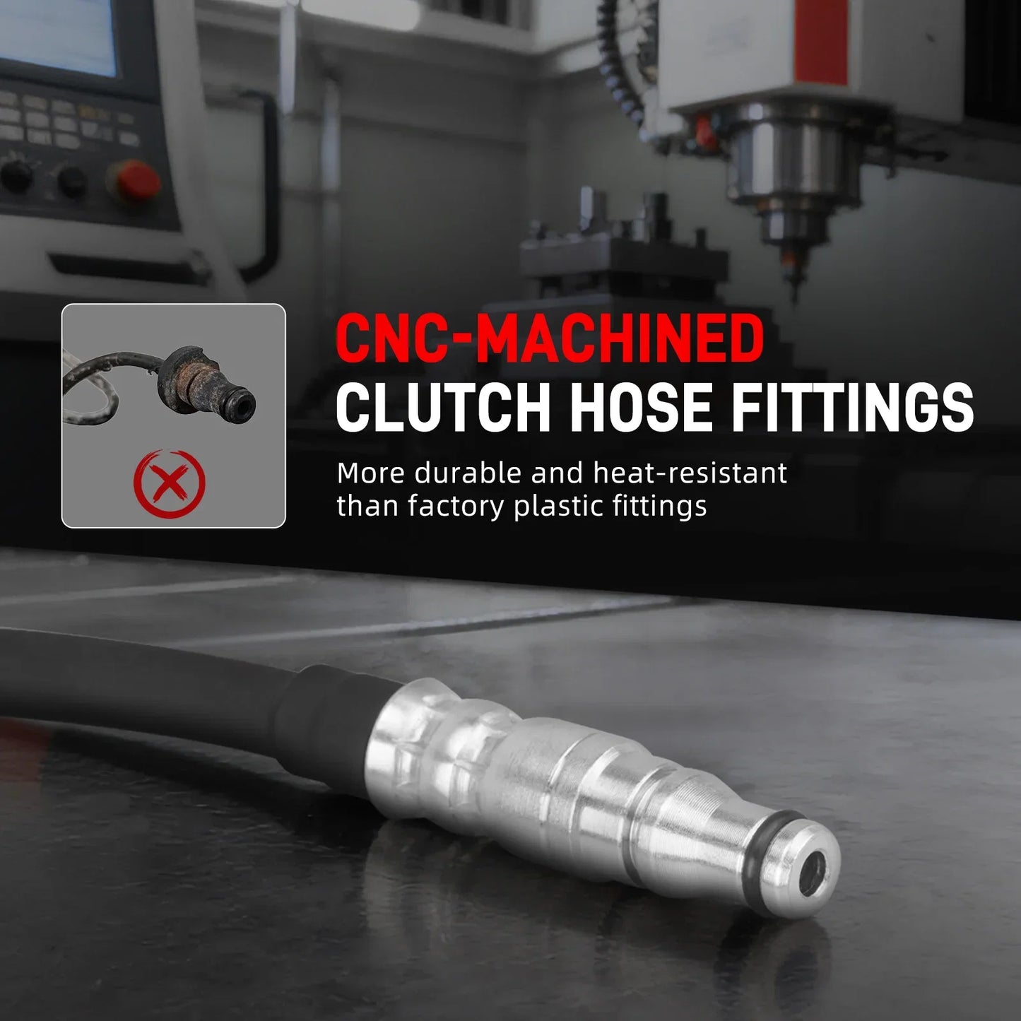 VW Golf / Jetta / Beetle / Bora / Audi TT A3 / Seat Leon Stainless Steel Braided Clutch Hose 6-Speed Manual LHD 1999 - 2007