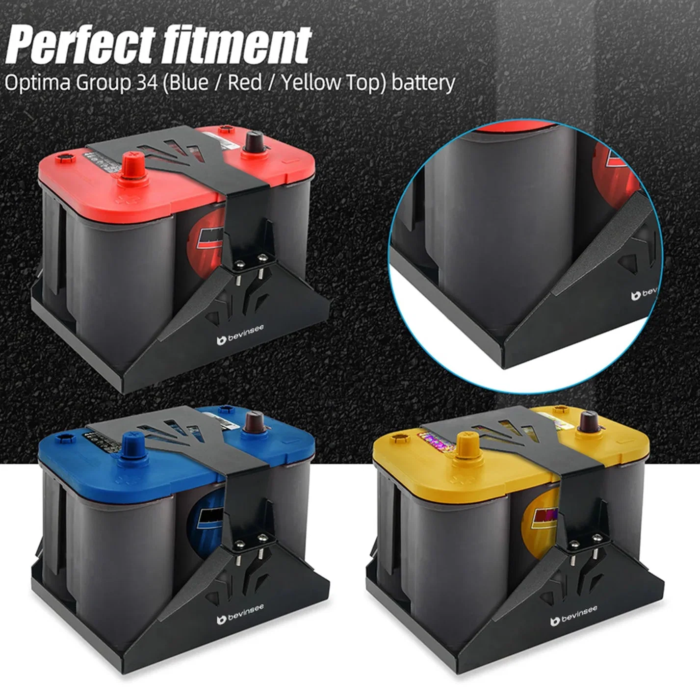 Universal Group 34 Performance Battery Hold-Down Tray & Mount Bracket Kit (Aluminum / Compatible with Blue, Red, Yellow Top Group 34 Batteries)