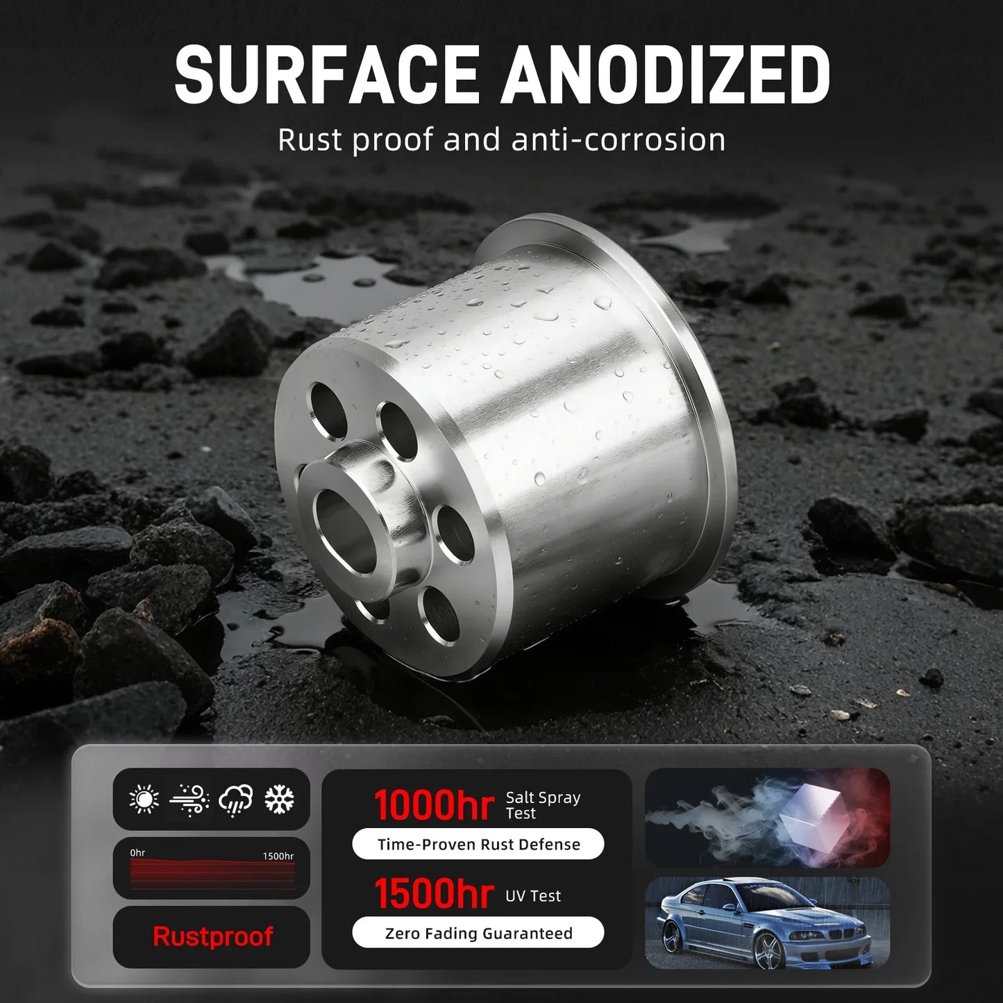 BMW E46 3 Series & E85 Z4 Solid Billet Aluminium Rear Differential Bushing Set 1999 - 2008 (Excludes E46 M3 / Z4M / Replaces 33176770788 / 33176751808 / 33171093175 / 33171093565)