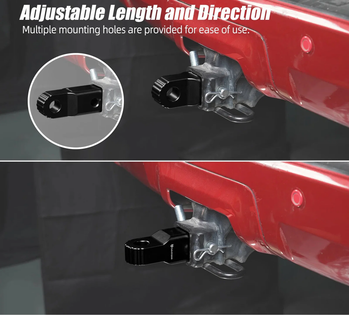 Universal 2" Hitch Receiver Billet Aluminum D-Ring Shackle Mount & Tow Link for Off-Road Recovery (Toyota 4Runner / Tacoma / Tundra / Universal 2" Receiver Applications / Replaces 51909-35011)