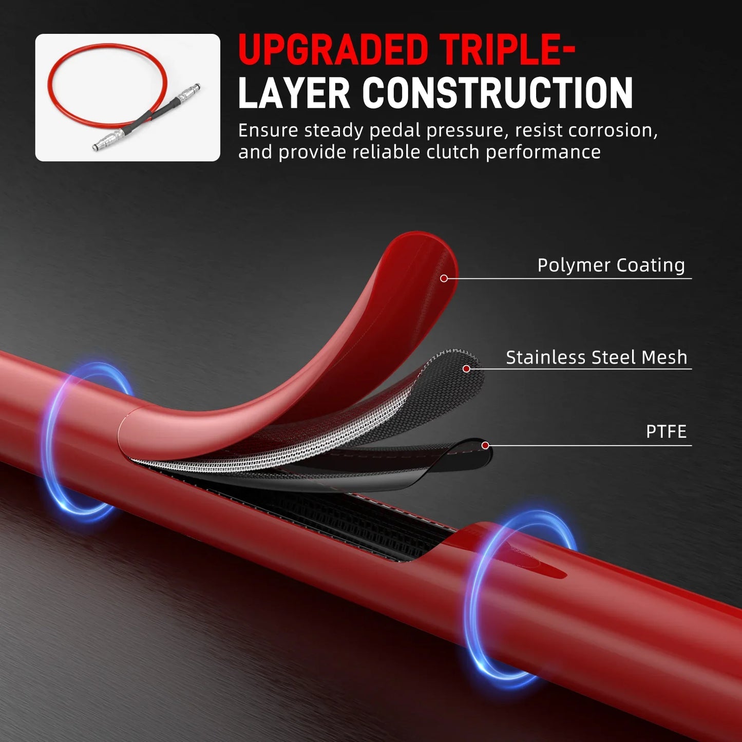 VW Golf / Jetta / Beetle / Bora / Audi TT A3 / Seat Leon Stainless Steel Braided Clutch Hose 6-Speed Manual LHD 1999 - 2007