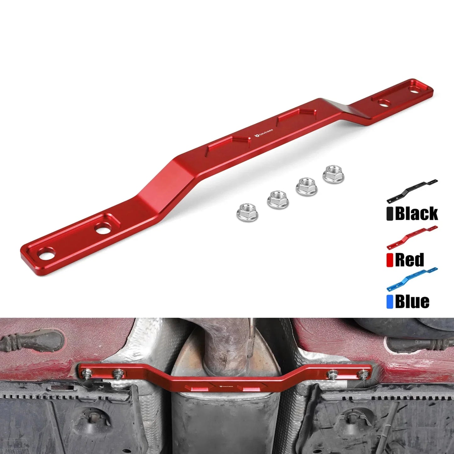 VW MQB Platform 8mm Billet Aluminium Rear Tunnel Brace for Golf MK7 / MK8 / Passat B8 / Jetta / Arteon / T-Roc / Taos & Audi A3 8V / 8Y / Q2 & SEAT Leon / Ateca / Formentor & Skoda Octavia / Superb / Karoq (FWD / AWD / Replaces 5Q0802128)