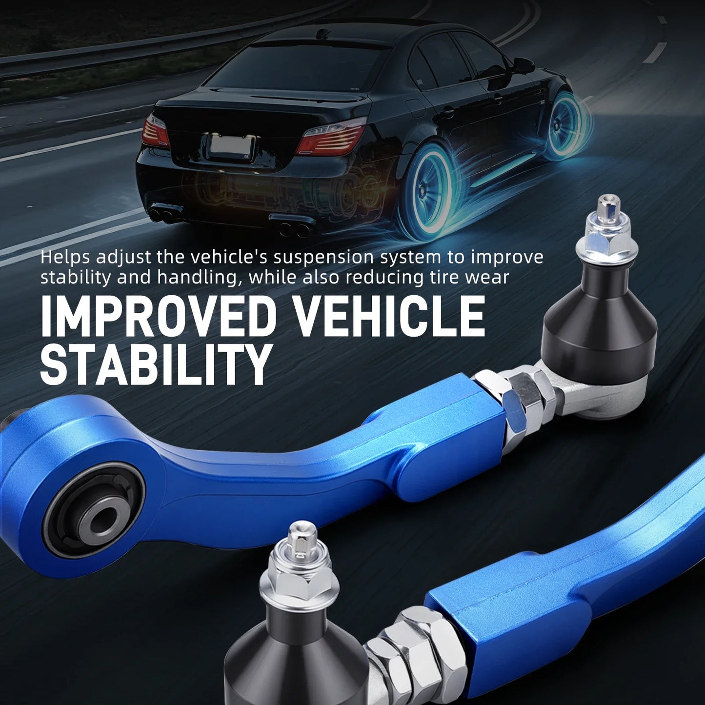 BMW E60 / E61 5 Series & E63 / E64 6 Series Adjustable Rear Upper Camber Control Arms 2003 - 2010 (Includes M5 / M6 / Replaces 33306772241 / 33306772242 / 33326774793 / 33306774794)