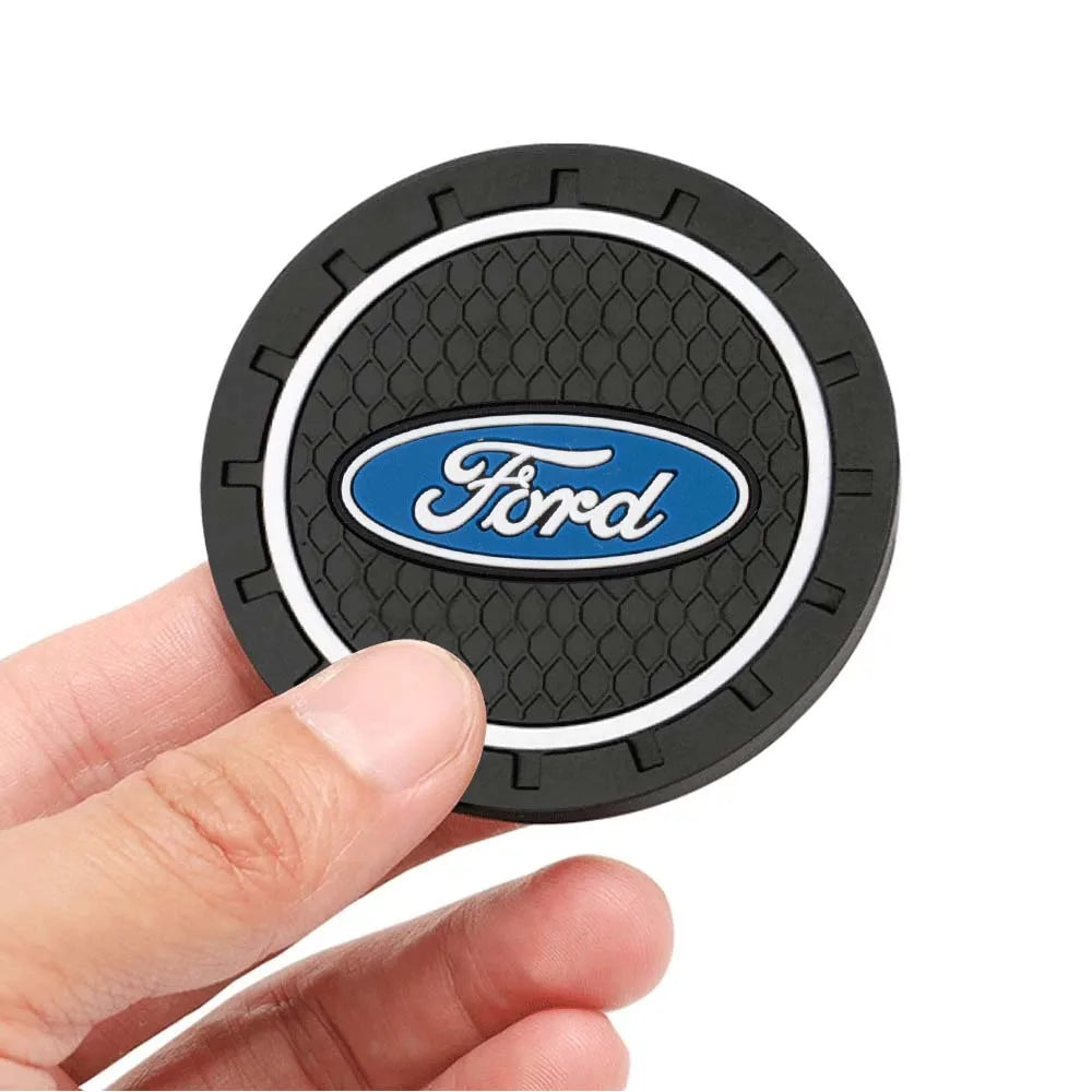Ford Silicone Anti-Slip Car Coaster / Cup Mat for Focus MK2 / MK3 / MK4 / MK5, Fiesta MK7, Mondeo MK4 & Fusion (1-2 Piece Set)