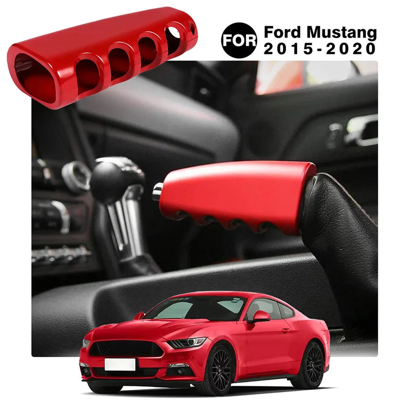 Ford Mustang Aluminum Alloy Handbrake Cover / Parking Brake Handle Grip Sleeve 2015 - 2021