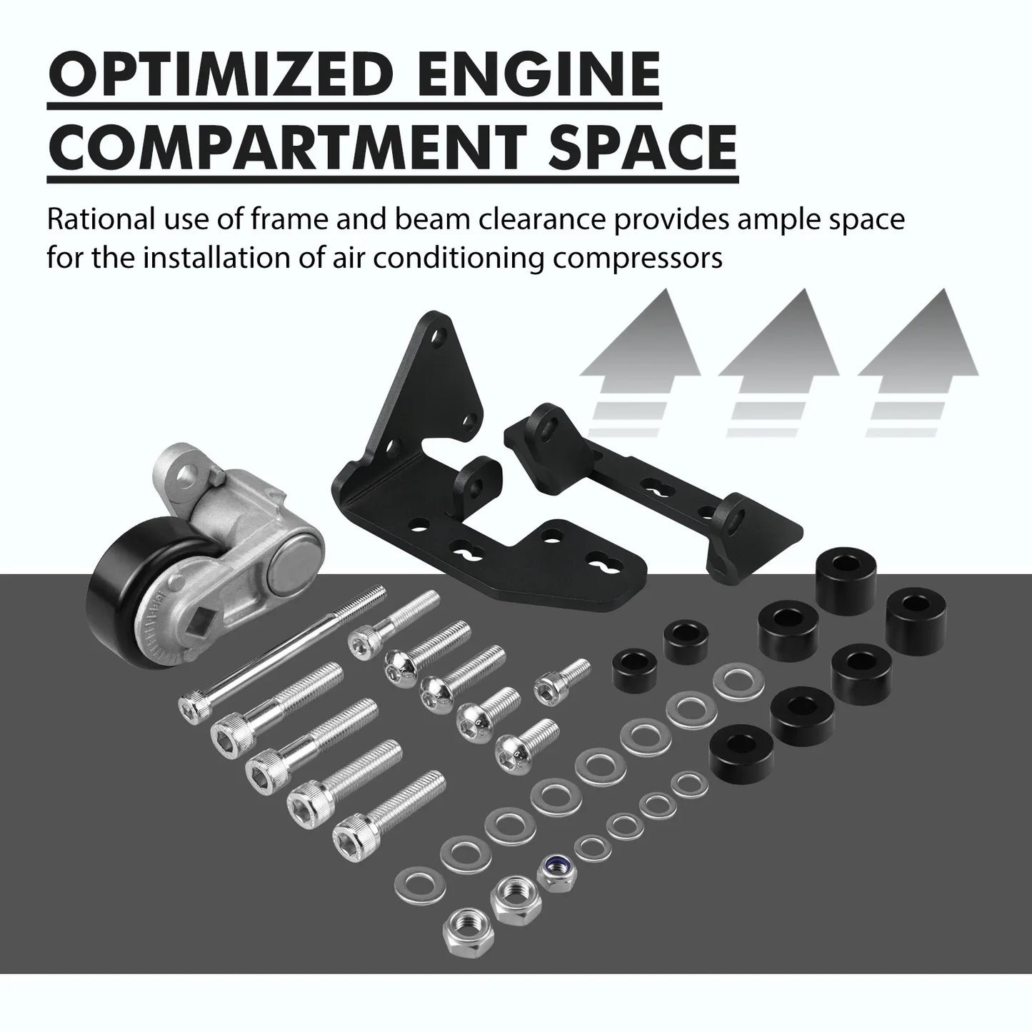 Chevrolet LS Gen 3 / Gen 4 Truck & SUV Passenger Side Low Mount A/C Compressor Bracket Kit for Sanden SD7B10 / 7176 Compressor (1999 - 2013)