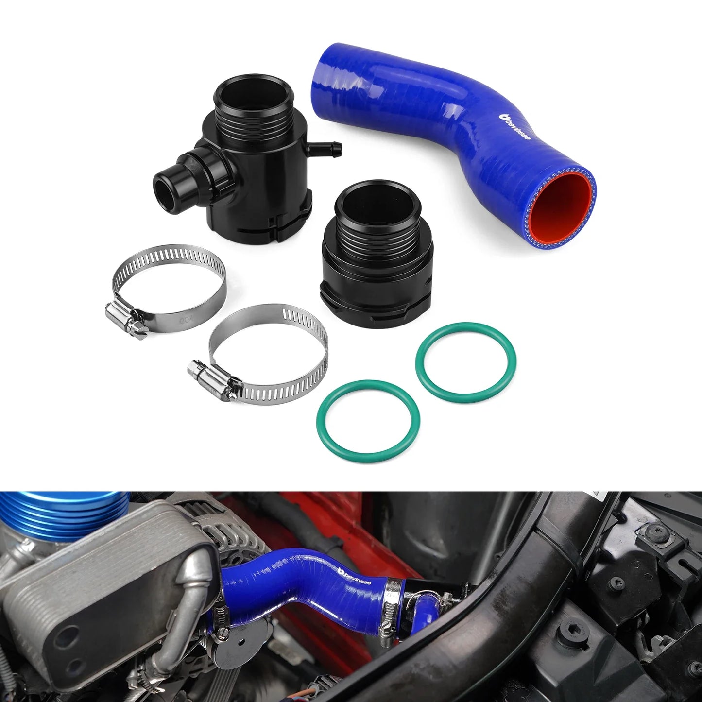 BMW 1 Series E81 E82 E87 E88 / 3 Series E90 E91 E92 E93 / X1 E84 N52 Silicone Upper Radiator Hose Repair Kit 17127531579 2005 - 2013
