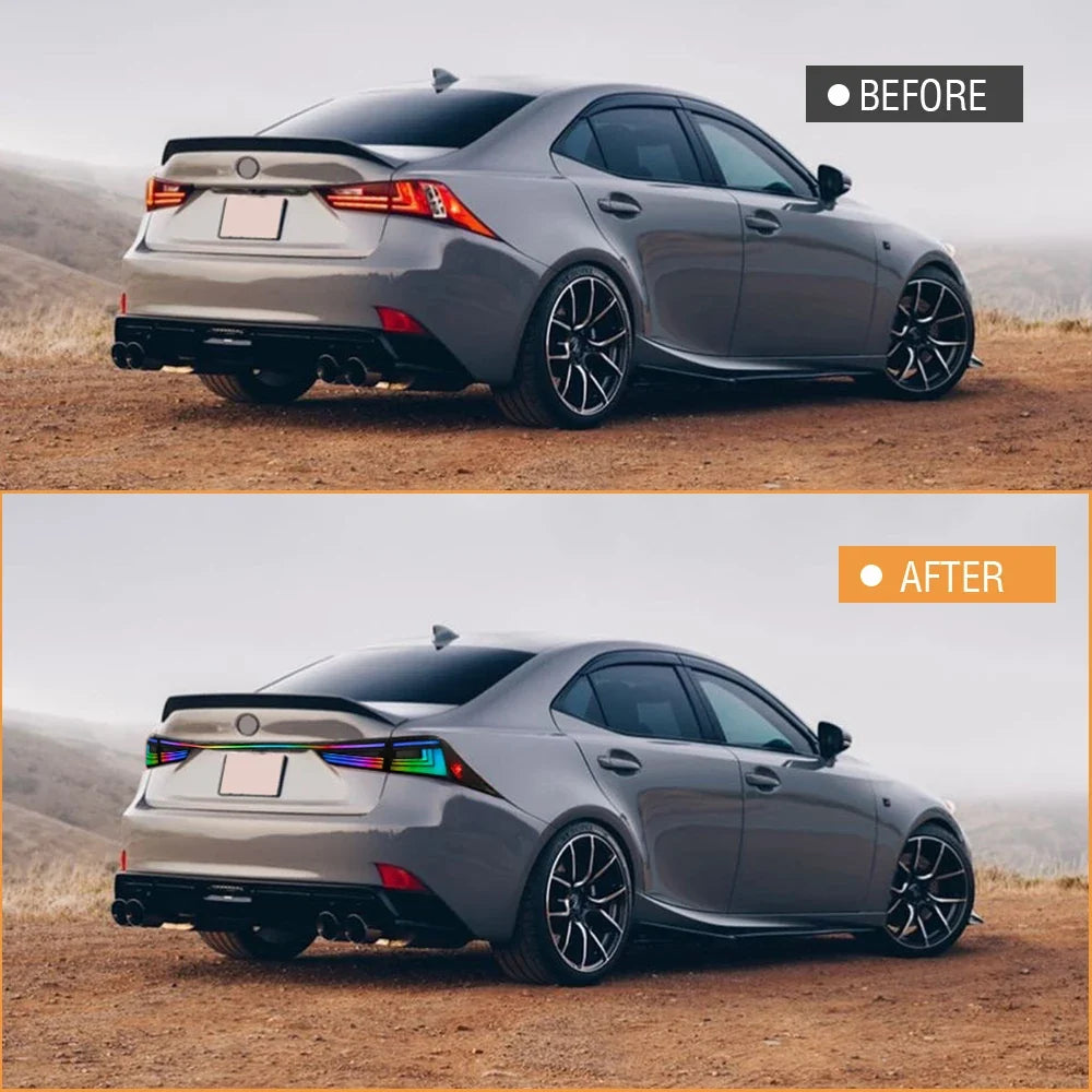 Lexus IS200t / IS250 / IS300 / IS350 Smoked RGB LED Tail Light Assembly 2014 - 2020 (Left & Right / Pair)