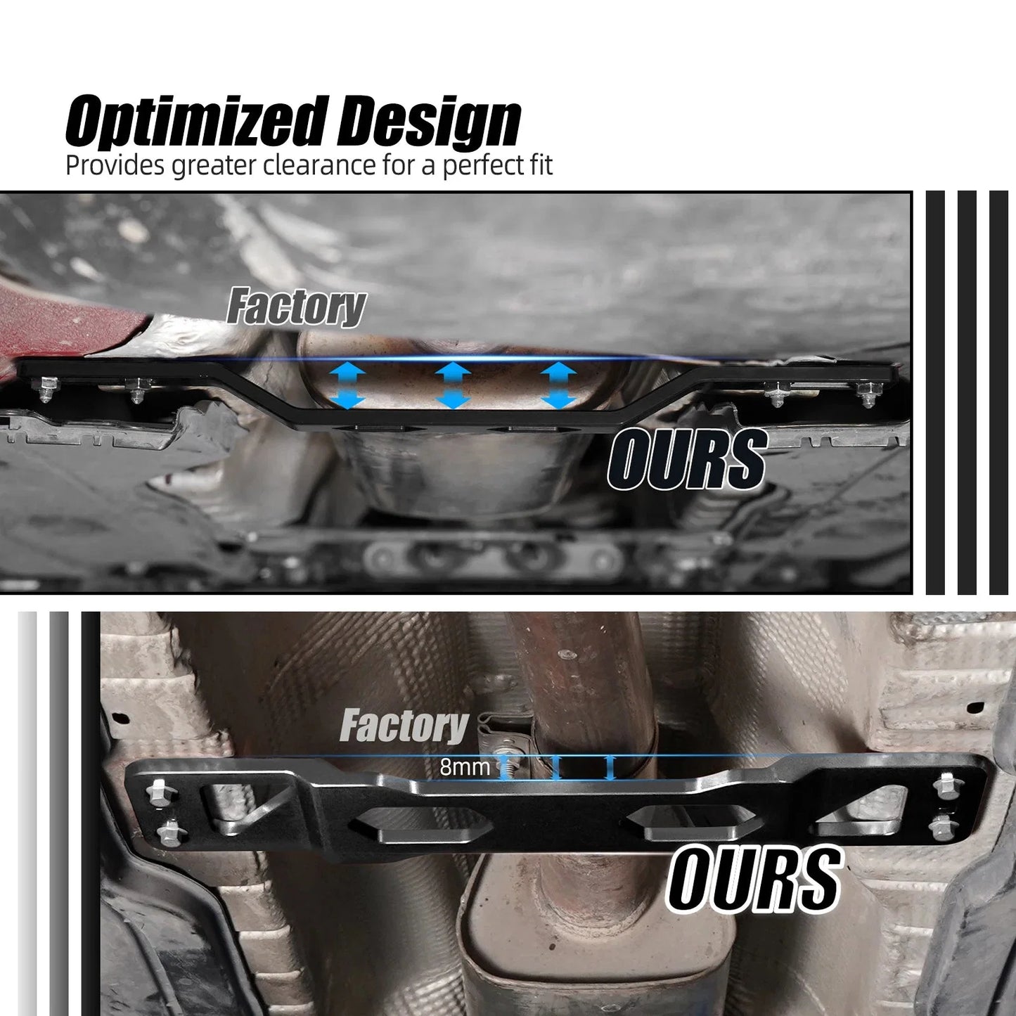 VW MQB Platform 6061 Aluminum Centre & Rear Tunnel Brace Set for Golf MK7 / MK8, Audi A3 / Q2, SEAT Leon / Ateca, Skoda Octavia / Superb (FWD / LHD Only / Replaces 5Q0804421B / 5Q0802128)