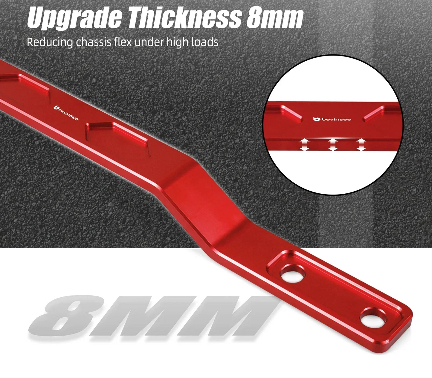 VW MQB Platform 8mm Billet Aluminium Rear Tunnel Brace for Golf MK7 / MK8 / Passat B8 / Jetta / Arteon / T-Roc / Taos & Audi A3 8V / 8Y / Q2 & SEAT Leon / Ateca / Formentor & Skoda Octavia / Superb / Karoq (FWD / AWD / Replaces 5Q0802128)