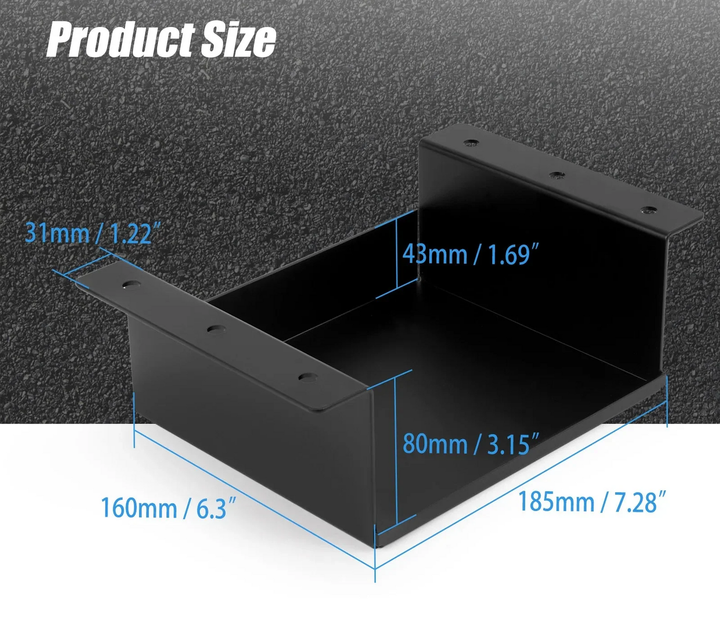 Universal PC680 Black Billet Aluminum Battery Hold Down Tray & Mounting Bracket Kit Car Truck Boat ATV UTV