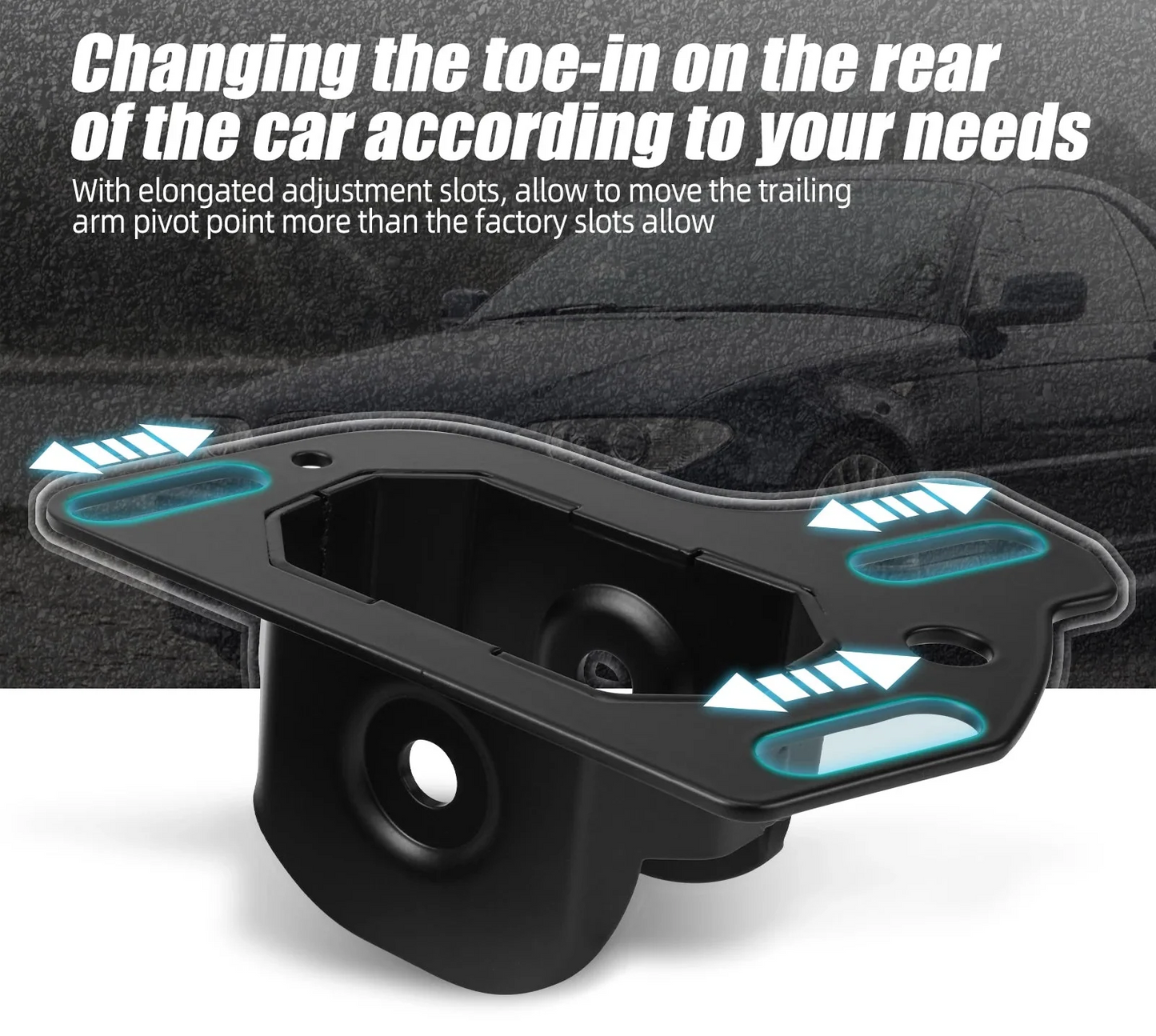 BMW E36 / E46 3 Series & E85 / E86 / E89 Z4 Adjustable Rear Trailing Arm Toe-In Brackets 1992 - 2016 (Excludes E36 Compact / Ti / Z3 / M Variants / Replaces 33303411877 / 33303411878 / 33301096602 / 33301096601)
