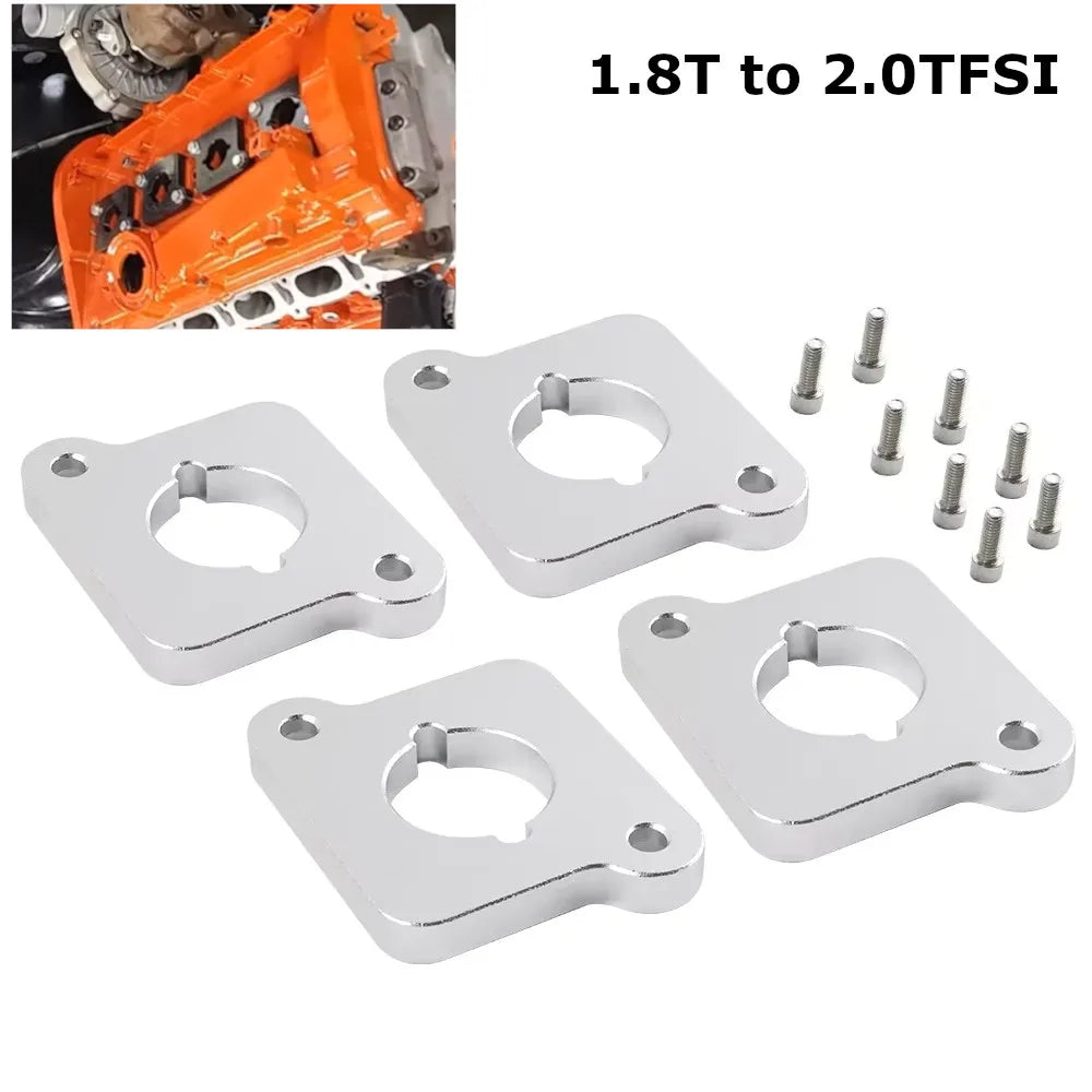 VW / Audi 1.8T 20V to 2.0 TFSI / R8 Coilpack Adapter Plate Set Billet Aluminum (Frosted Silver) for A3 / S3 / A4 / A6 / TT MK1 / Golf MK4 / GTI / Jetta / Beetle / Passat 1996 - 2011