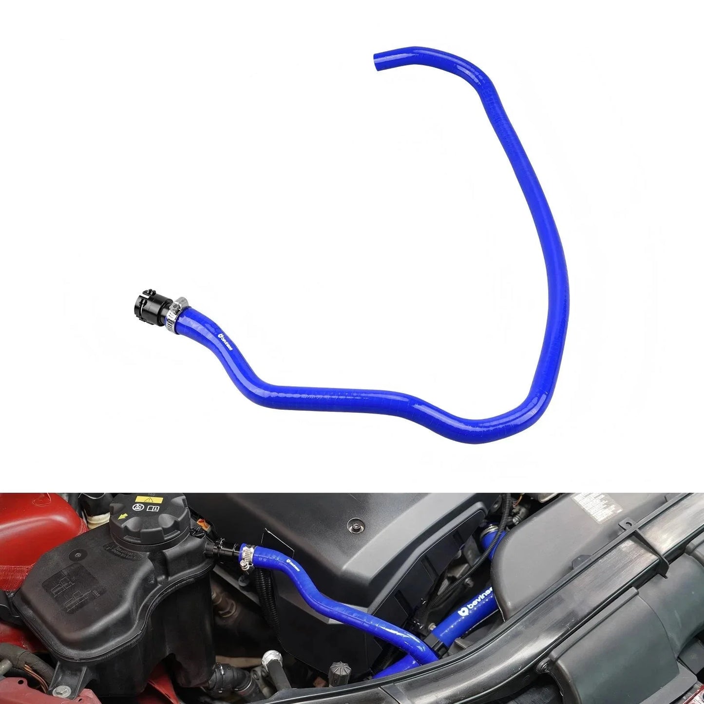 BMW E81 / E82 / E87 / E88 1 Series, E90 / E91 / E92 / E93 3 Series & E84 X1 Coolant Expansion Tank Vent Hose with Billet Aluminum Flange (N52 / N52N / N51 Engines / Replaces 17127618510 / 17127565093)