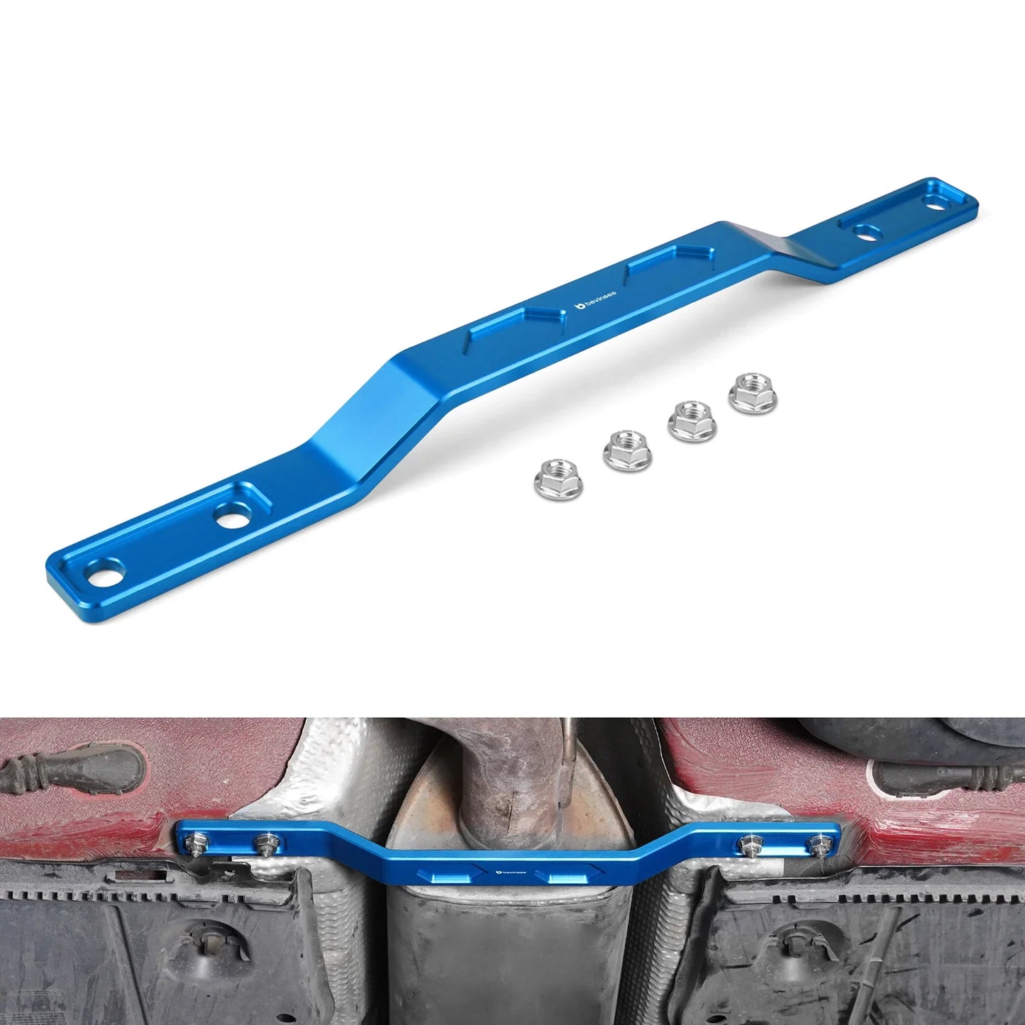 VW MQB Platform 8mm Billet Aluminium Rear Tunnel Brace for Golf MK7 / MK8 / Passat B8 / Jetta / Arteon / T-Roc / Taos & Audi A3 8V / 8Y / Q2 & SEAT Leon / Ateca / Formentor & Skoda Octavia / Superb / Karoq (FWD / AWD / Replaces 5Q0802128)