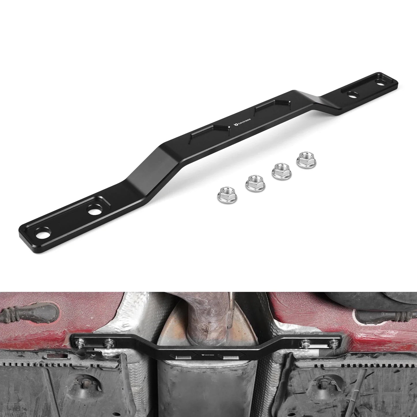 VW MQB Platform 8mm Billet Aluminium Rear Tunnel Brace for Golf MK7 / MK8 / Passat B8 / Jetta / Arteon / T-Roc / Taos & Audi A3 8V / 8Y / Q2 & SEAT Leon / Ateca / Formentor & Skoda Octavia / Superb / Karoq (FWD / AWD / Replaces 5Q0802128)