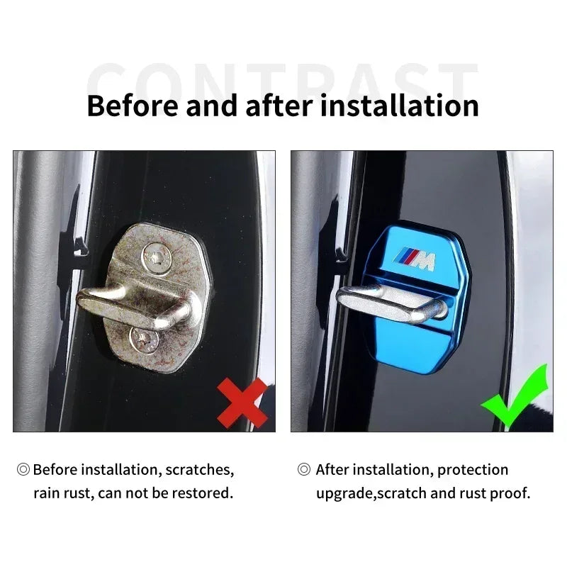 BMW Carbon Fiber Car Door Lock Cover Sticker Set (4-Piece) for E30 / E36 / E39 / E46 / E60 / E70 / E87 / E90 / E91 / F10 / F20 / F30
