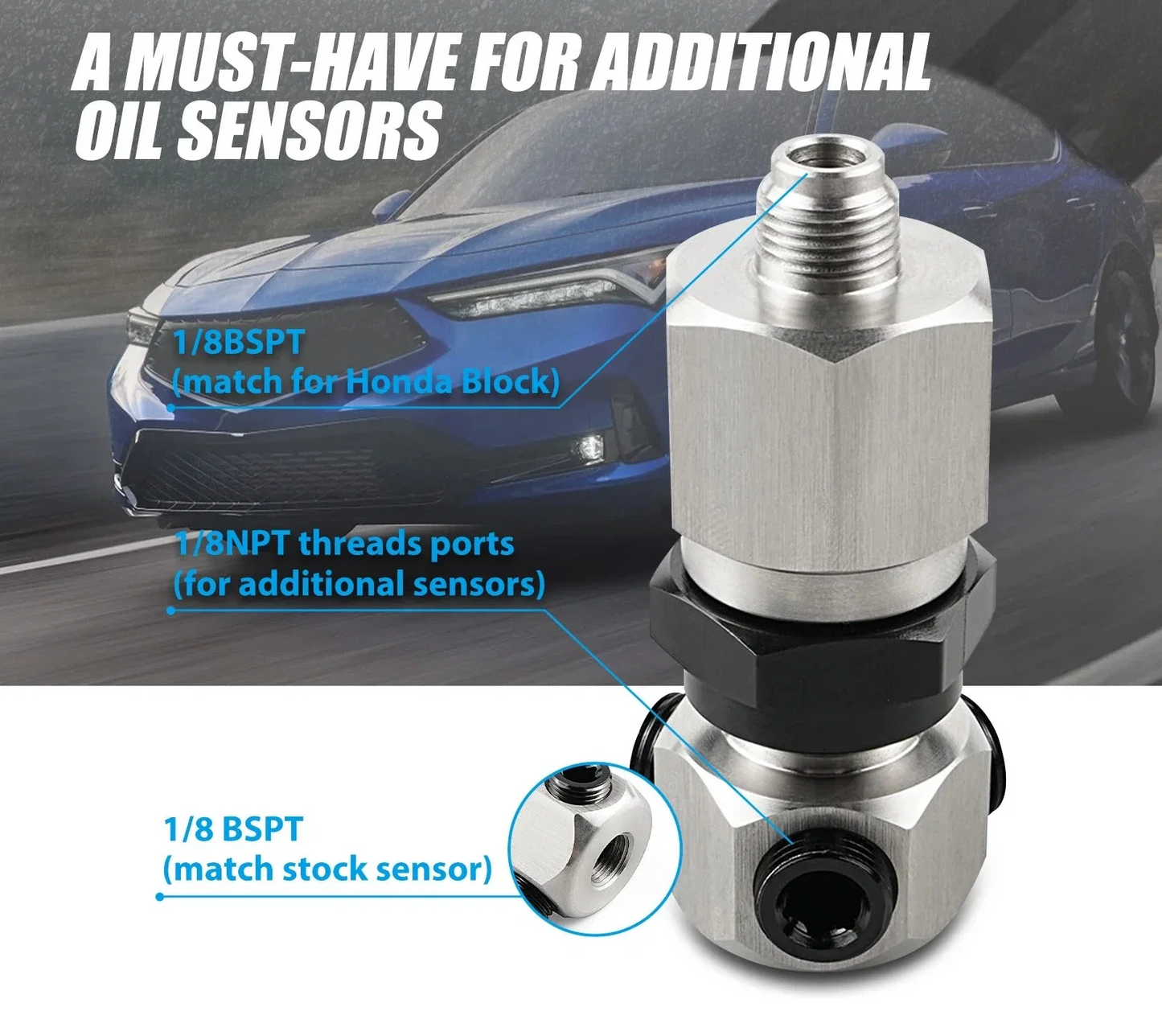 K-Series Oil Pressure Sensor Adapter – 1/8 BSPT Multi-Port Block Adapter