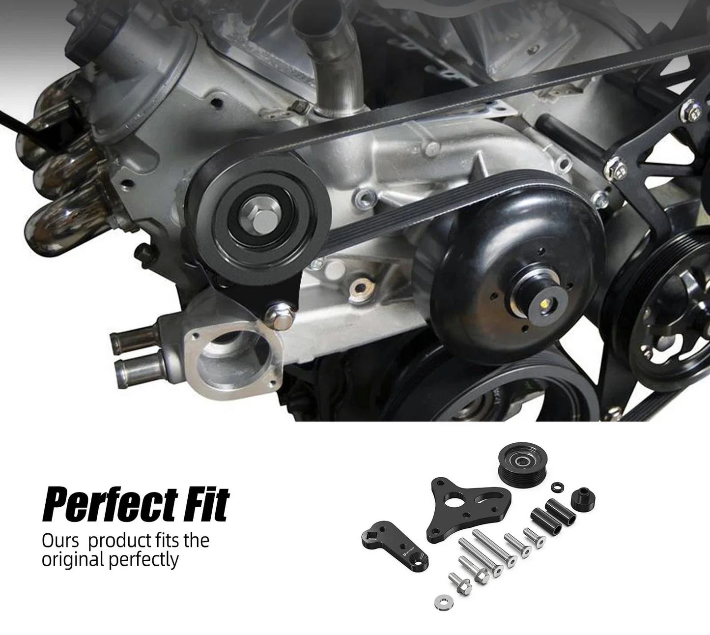 GM LS Truck / SUV Billet Aluminum Manual Belt Tensioner with Pulley for 4.8L / 5.3L / 6.0L / 6.2L Vortec Engines (Gen III / Gen IV / Hummer H2 / H3 / Replaces 12554027 / 12580162 / 12609719)
