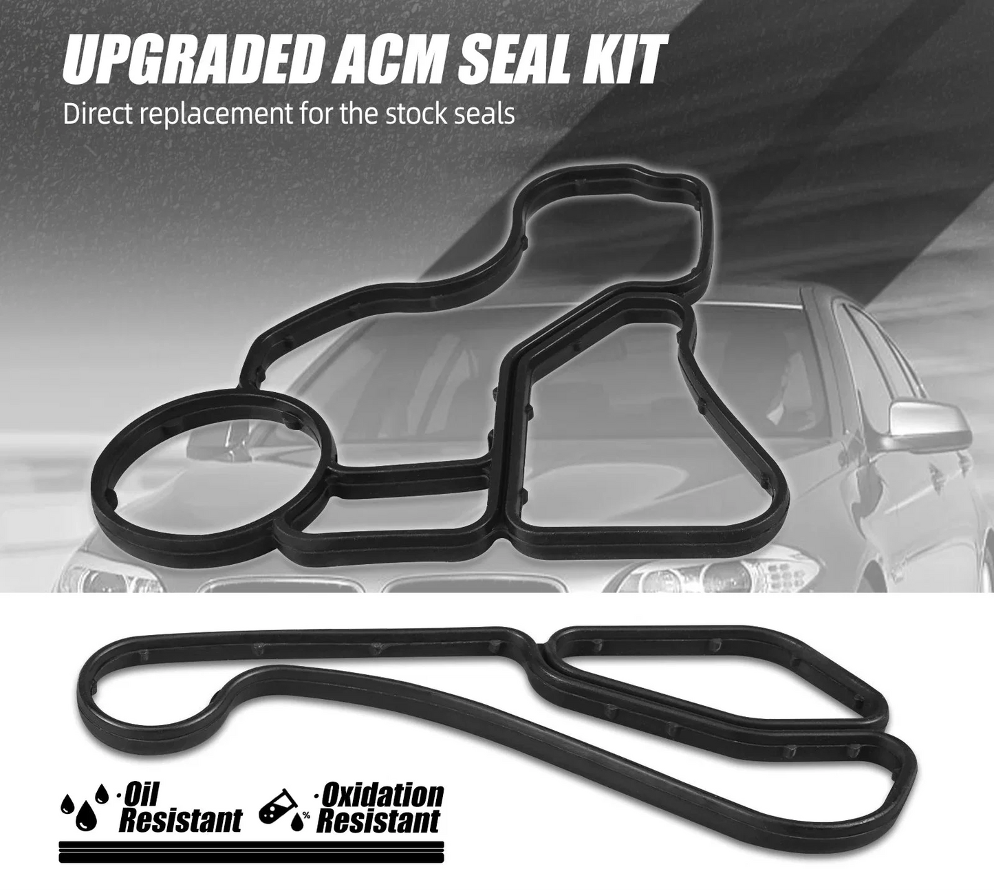 BMW Engine Oil Filter Housing Gasket & Oil Cooler Seal Kit for N20 / N26 / N51 / N52 / N53 / N54 / N55 / S55 Engines (Replaces 11428637820 / 11427525335 / 11428637821 / 11427537293)