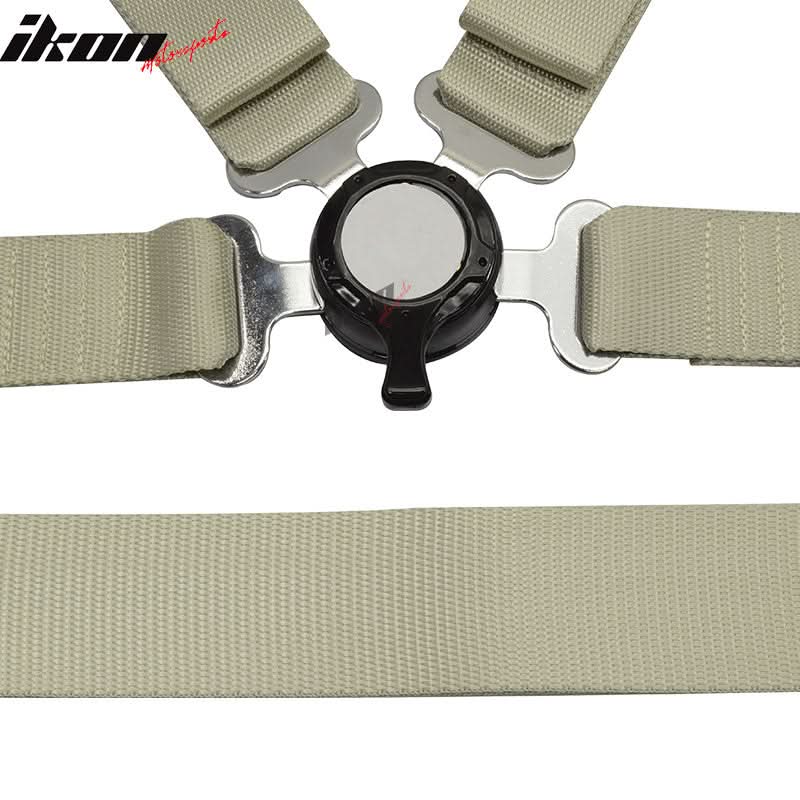 Pair Of White Light Silver 4 Point Harness Camlock Racing Seat Belts