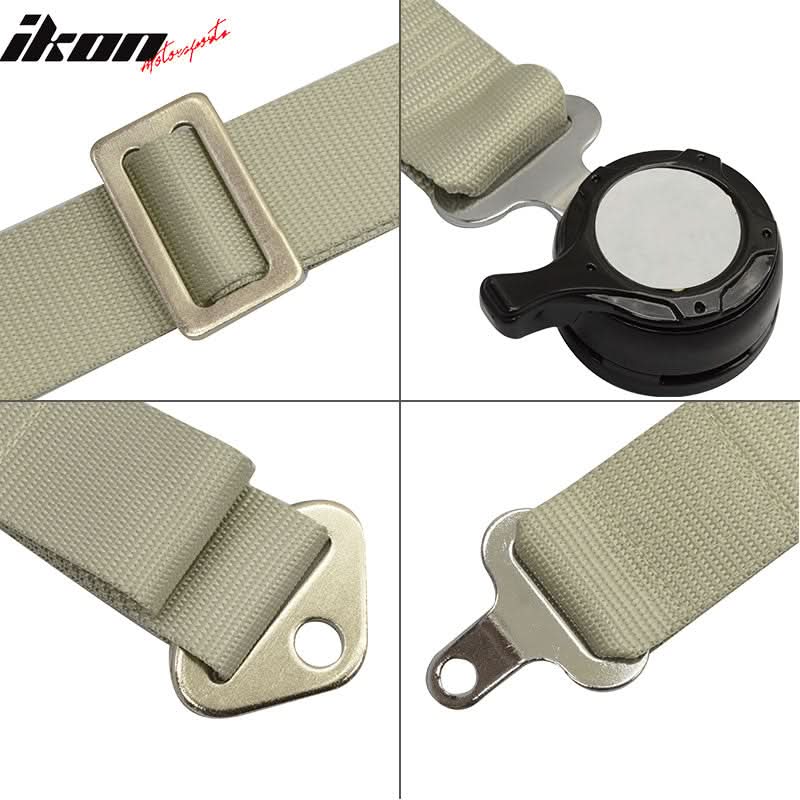 Pair Of White Light Silver 4 Point Harness Camlock Racing Seat Belts