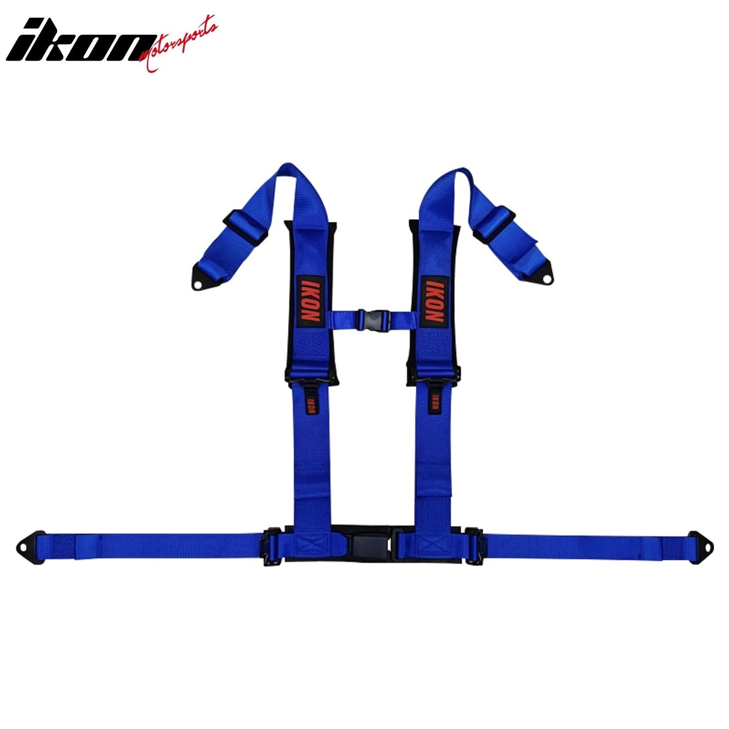 Universal 3" Wide 4 Point Buckle Racing Seat Belt Harness Nylon Blue