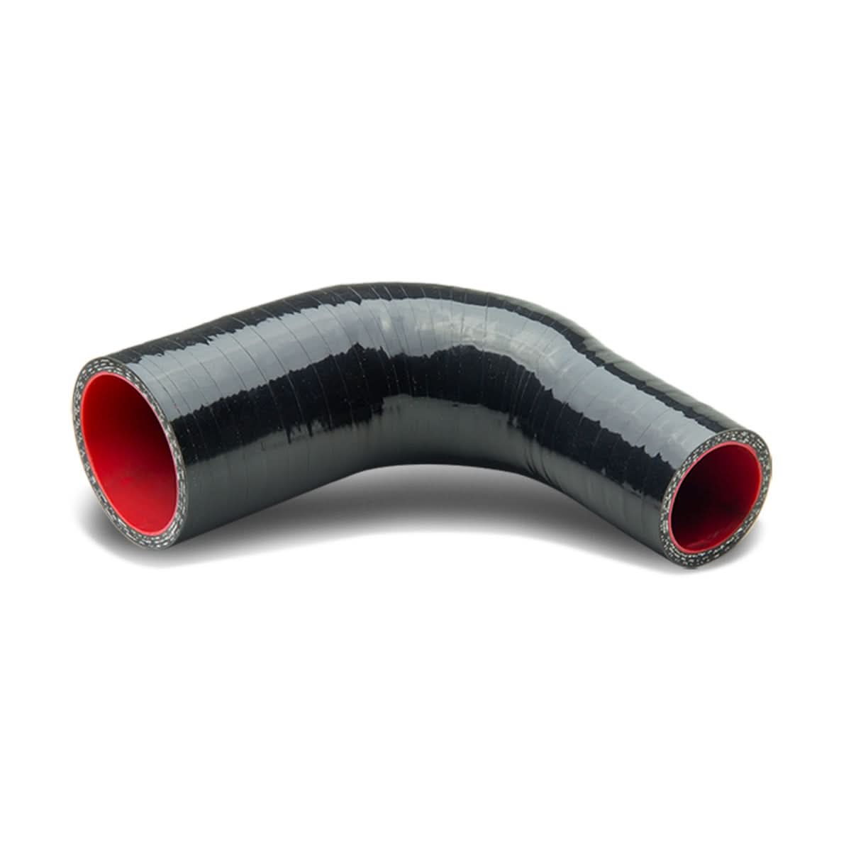 1.25" to 1.50" 90 Degree Silicone Reducer Hose 3-Ply Black/Red