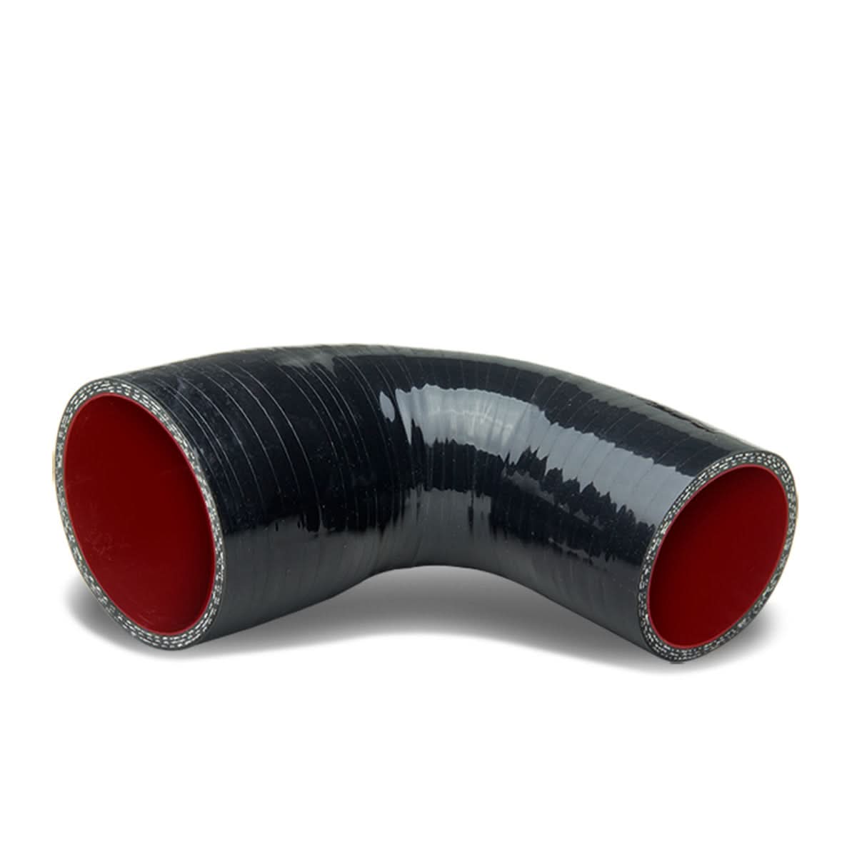 Silicone Hose 3-Ply 2.00" to 2.50" Reducer 90 Degree Black/Red