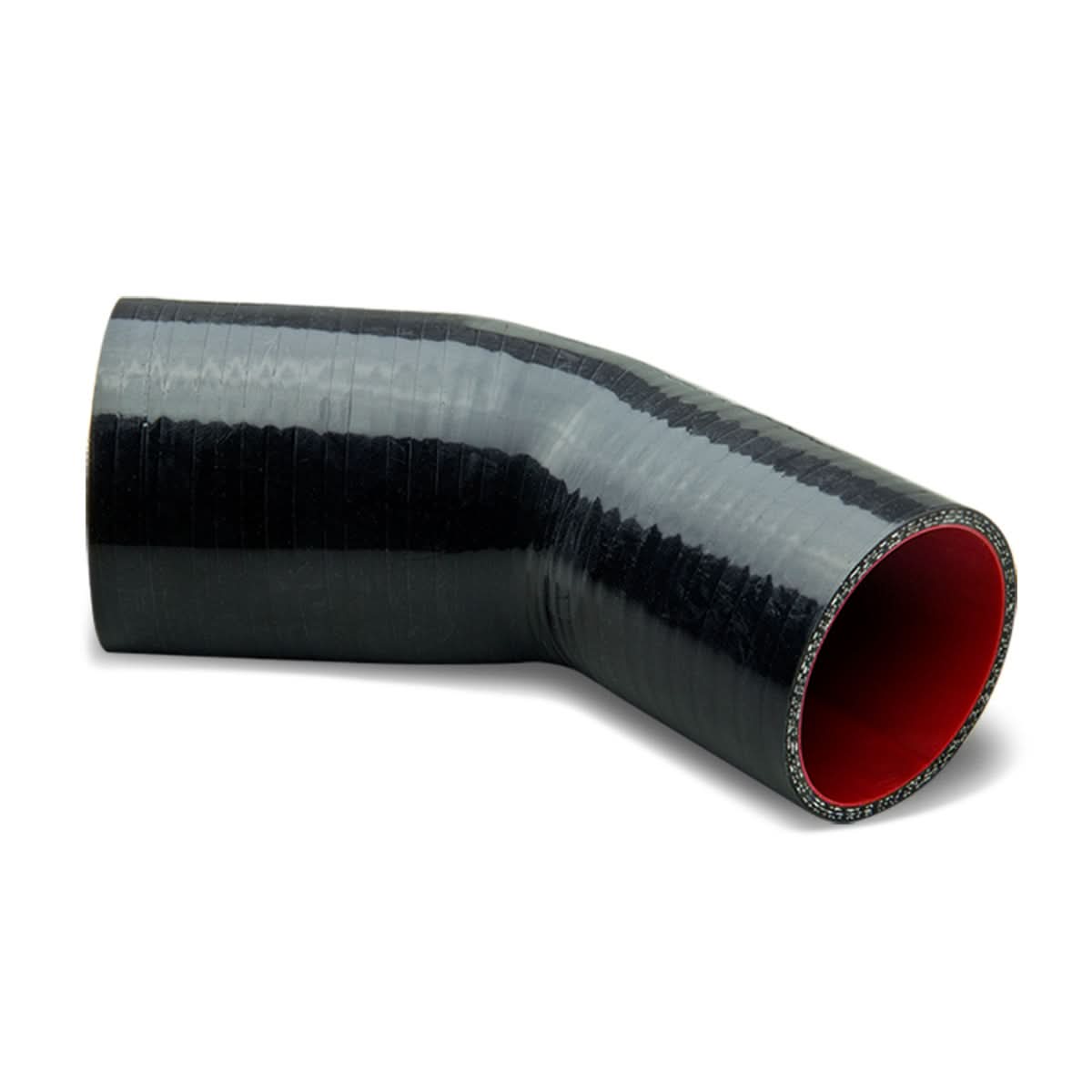 2.50" to 3.00" 45 Degree Silicone Reducer Hose 3-Ply Black/Red
