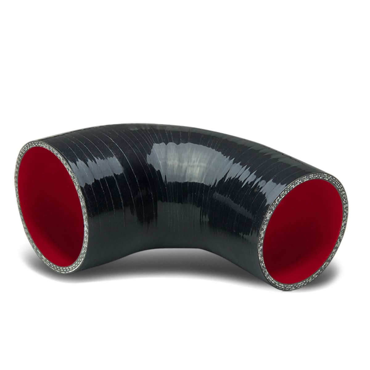 2.50" to 3.00" 90 Degree Silicone Reducer Hose 3-Ply Black/Red