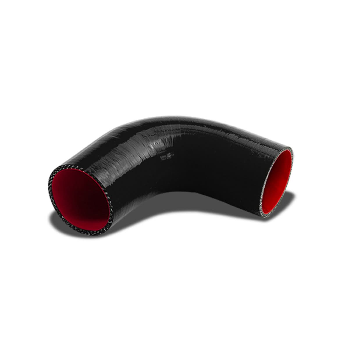2.50" 90 Degree 3-Ply Silicone Hose - Black/Red