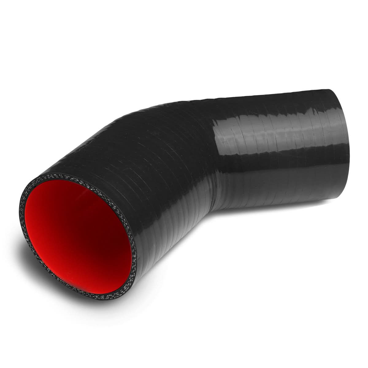 3.00" to 3.50" 90 Degree Reducer Silicone Hose - 3-PLY Black/Red
