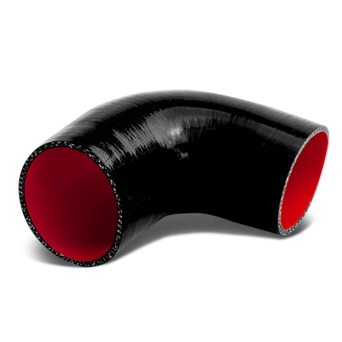 3.00" 90 Degree Silicone Hose 3-Ply Black/Red