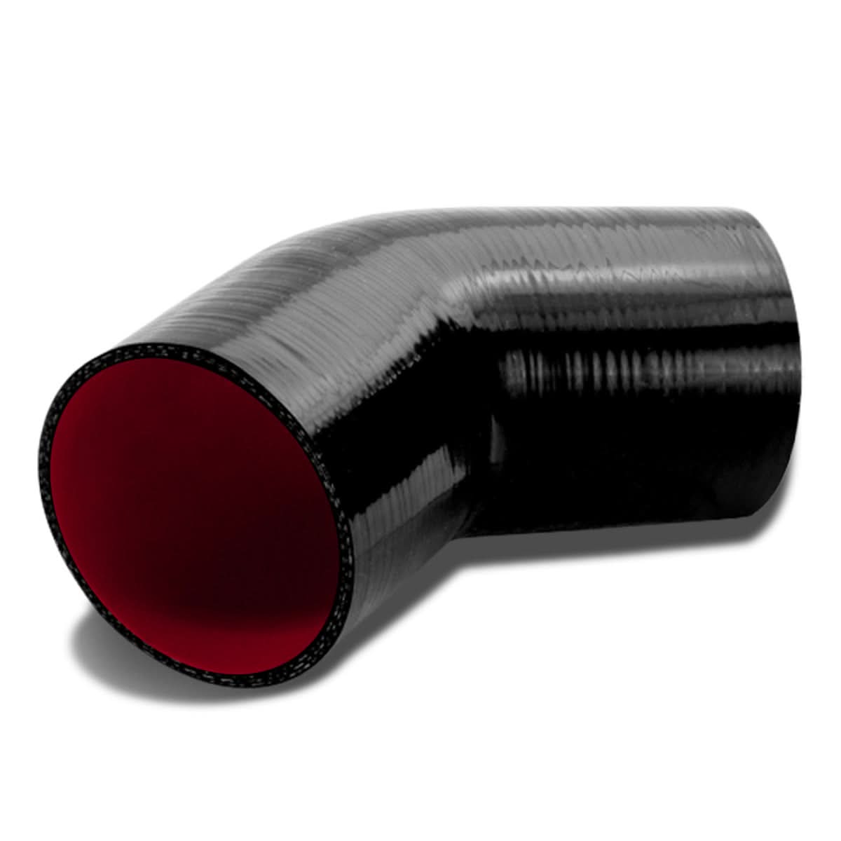 3.50" 45 Degree Silicone Hose - 3-Ply Black/Red