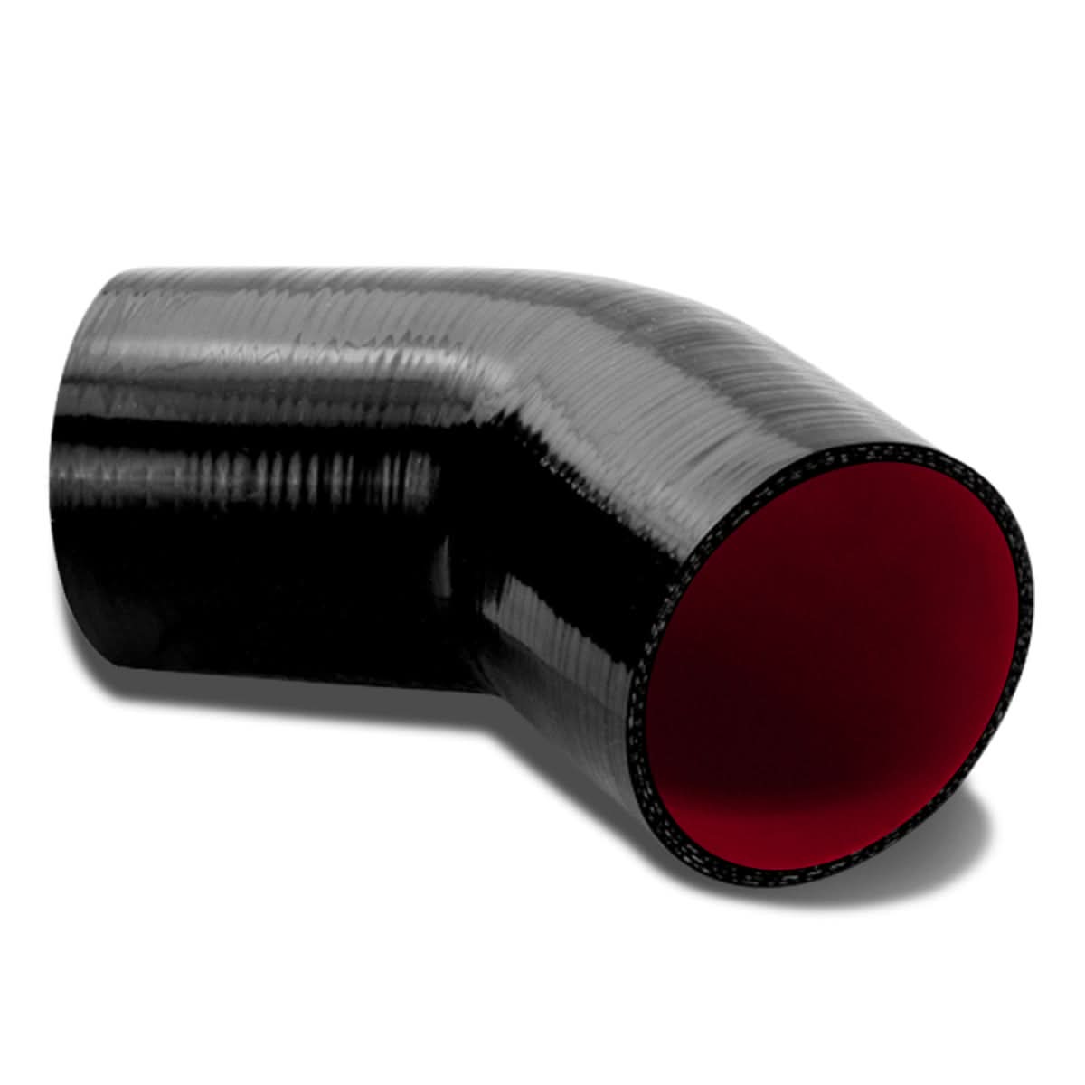 3.50" 45 Degree Silicone Hose - 3-Ply Black/Red