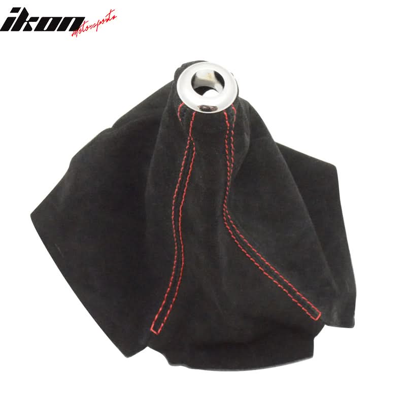 Universal JDM BlackÂ Red Stitch Suede Shift Cover Manual Leather