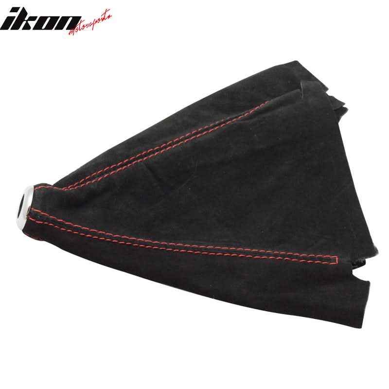Universal JDM BlackÂ Red Stitch Suede Shift Cover Manual Leather