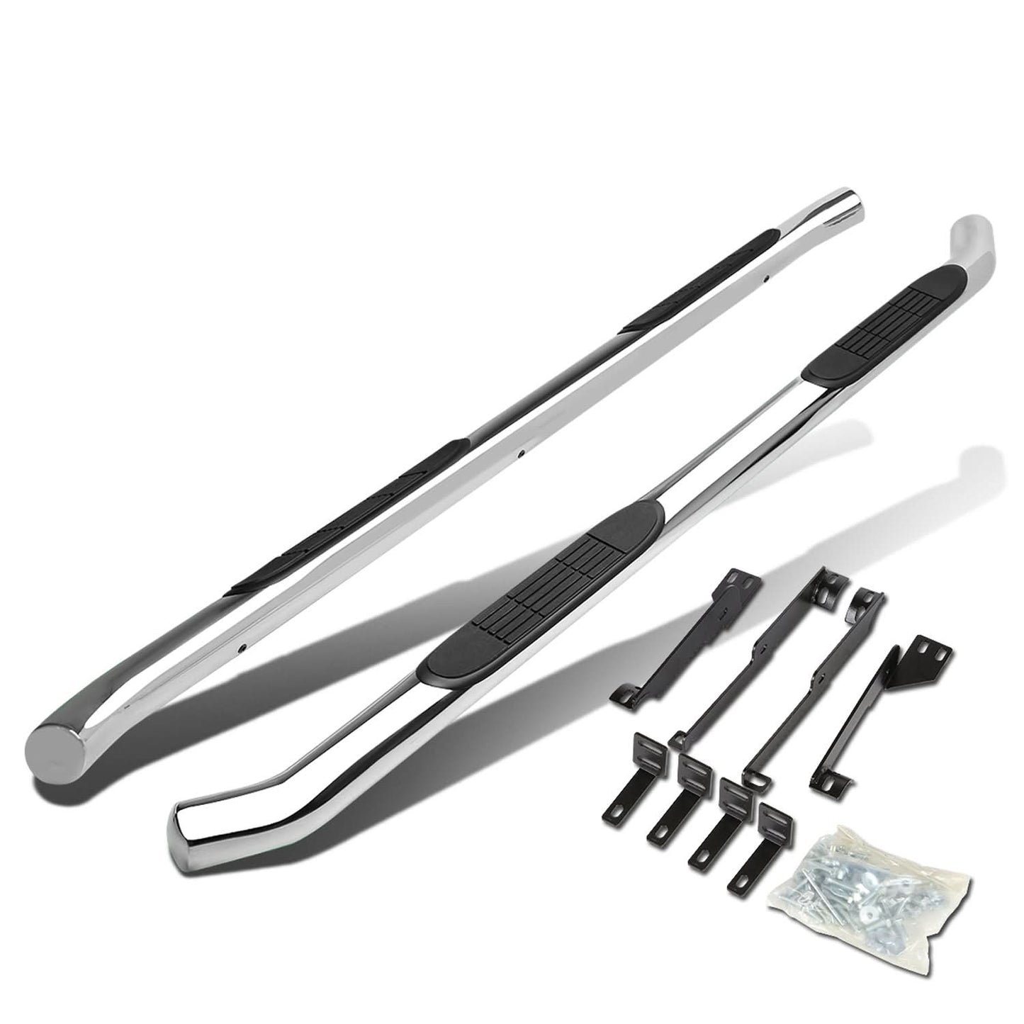 07-13 Acura MDX 3 Inch Round Nerf Bars Step Rails Silver