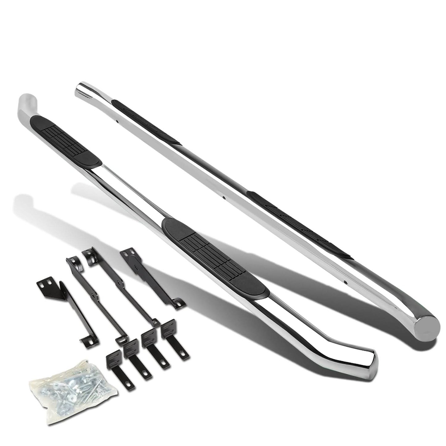 07-13 Acura MDX 3 Inch Round Nerf Bars Step Rails Silver