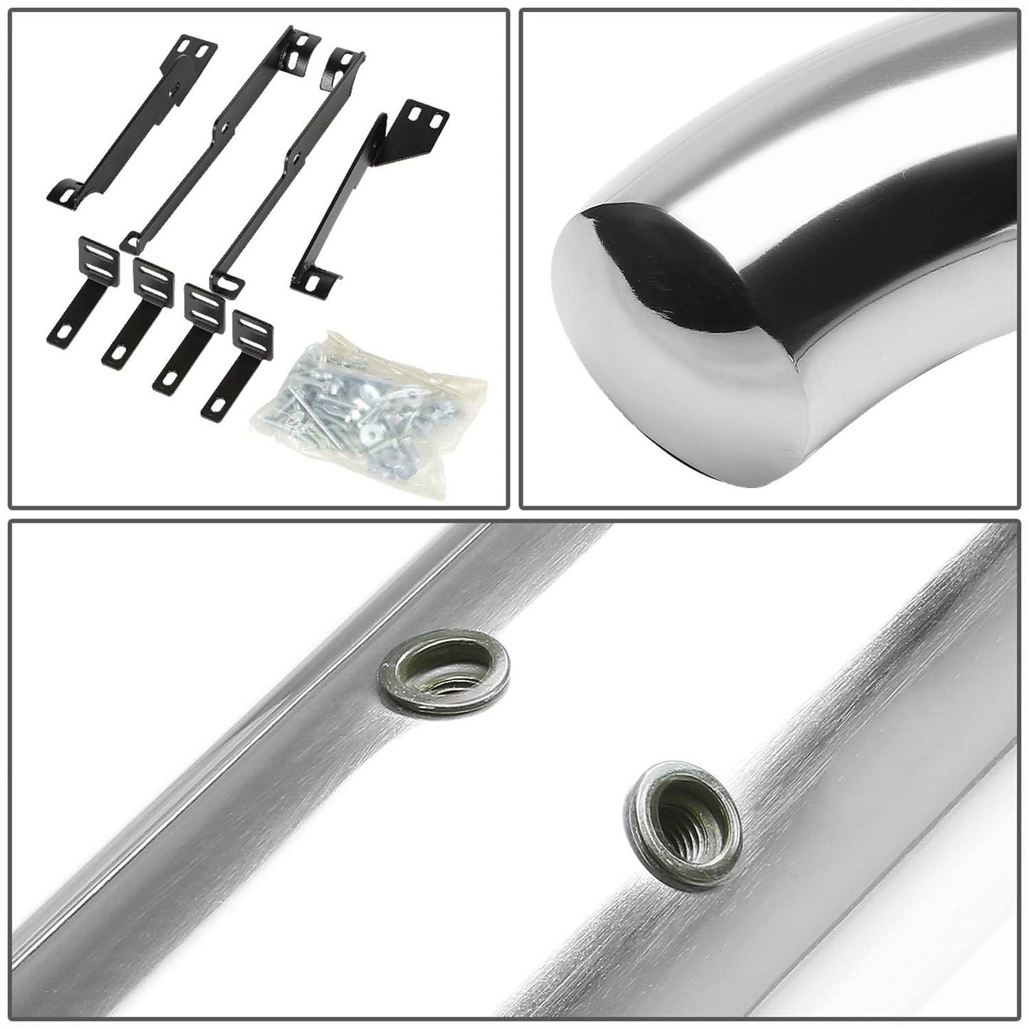 07-13 Acura MDX 3 Inch Round Nerf Bars Step Rails Silver