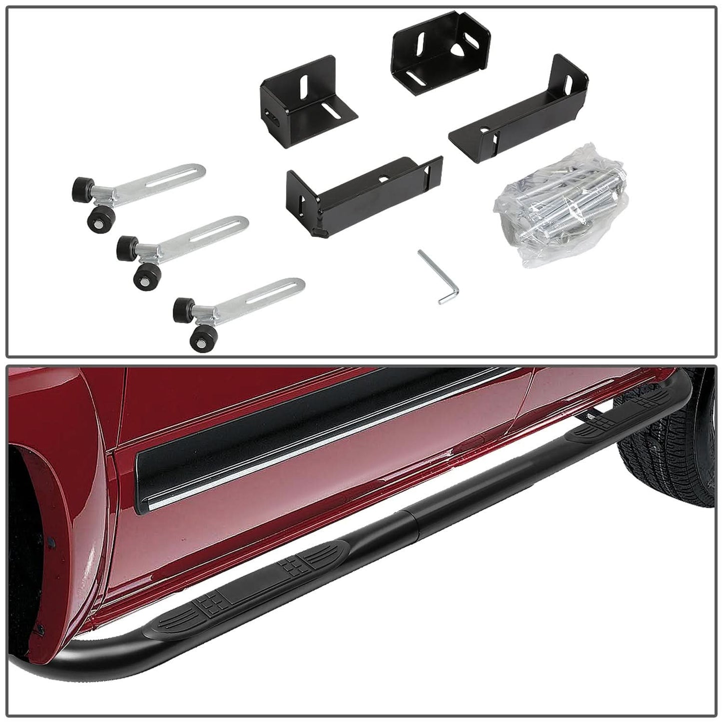 Universal 3" Round Nerf Bar / Step Bar - 90 Degree - Black