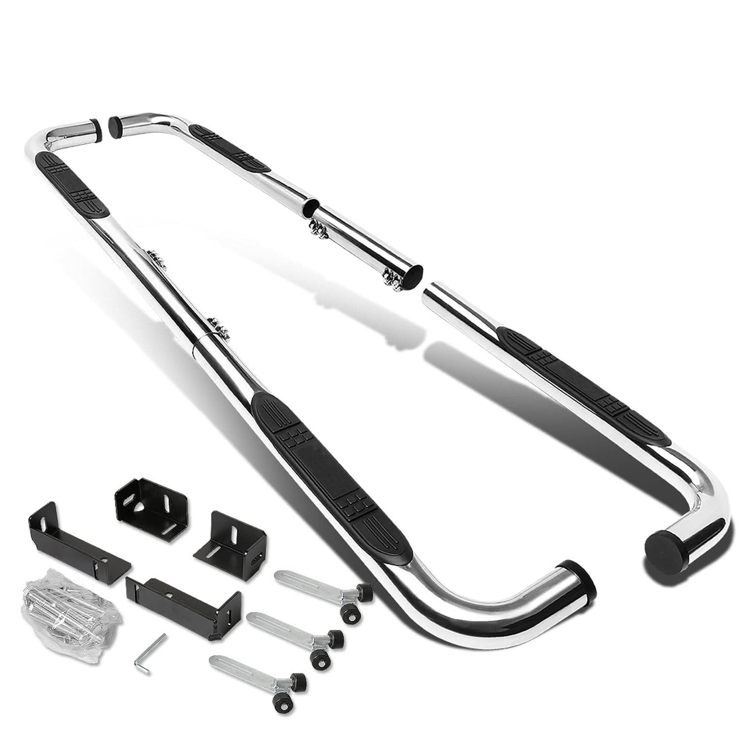 Universal 3 Inch Round 90 Degree Nerf Bar Step Bar Silver