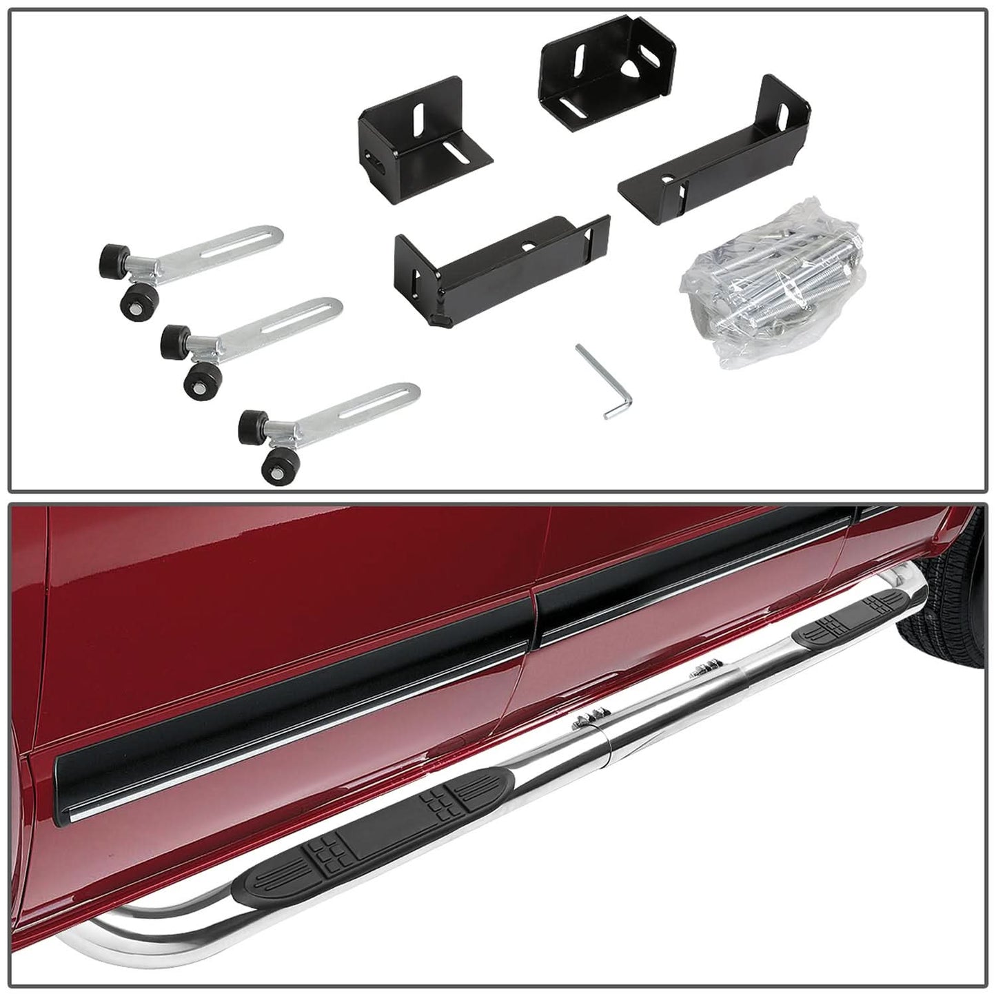 Universal 3 Inch Round 90 Degree Nerf Bar Step Bar Silver